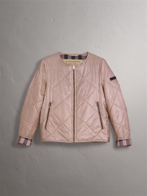burberry collarless diamond quilted lightweight jacket